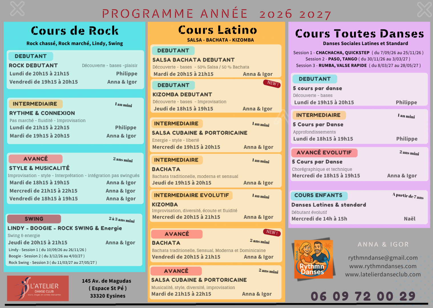 programme des cours
